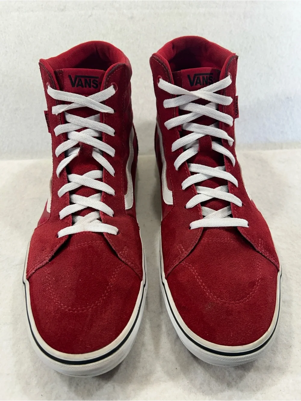 Vans Sk8-Hi Red White Checkerboard Suede Filmore High Top Sneakers Mens 12